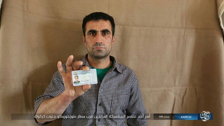 الدولة الإسلامية تنشر صوراً لأسر أحد عناصر البيشمركة وتغنم عتاد عسكري قرب مطار طوزخورماتو جنوب كركوك