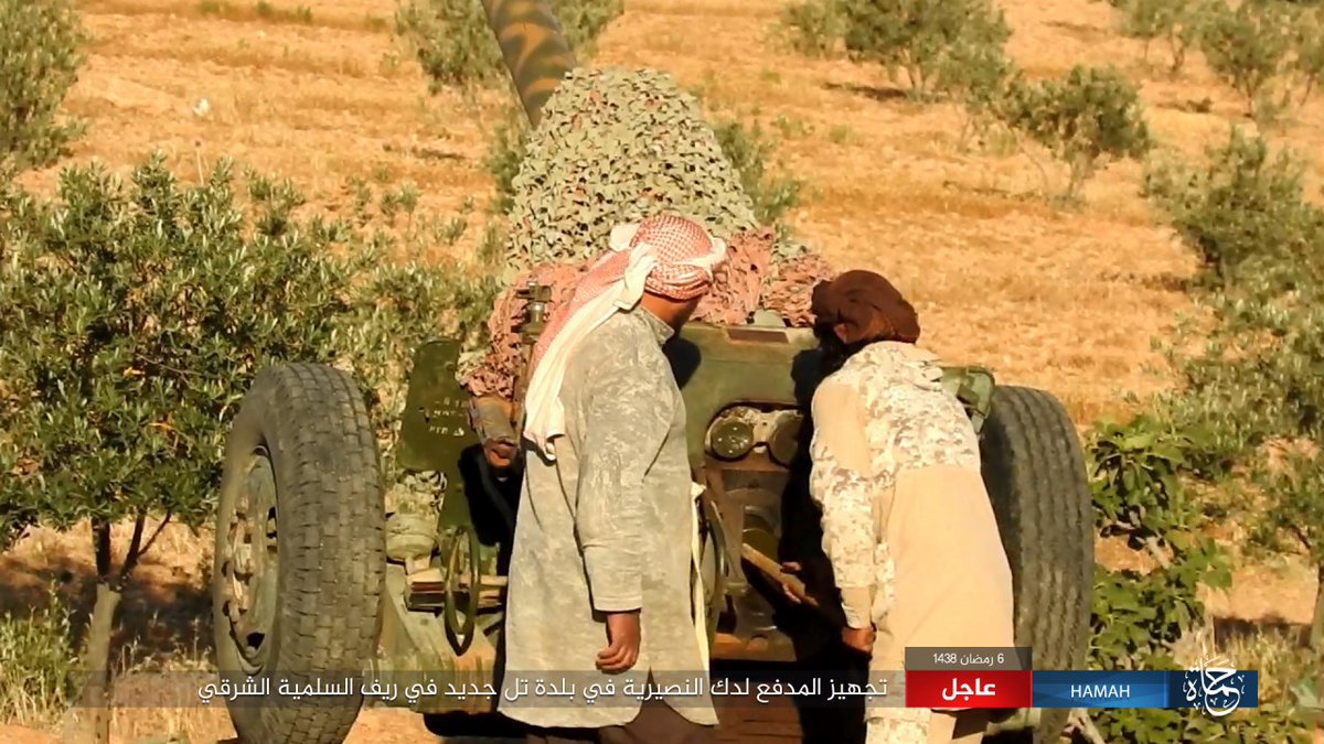 #حماة: مدفعية الدولة الإسلامية الثقيلة تدك مواقع النصيرية في قرى تل جديد وعقارب الصافي في ريف السلمية الشرقي